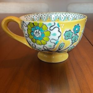 Anthropologie Yellow Patterned Tea Cup